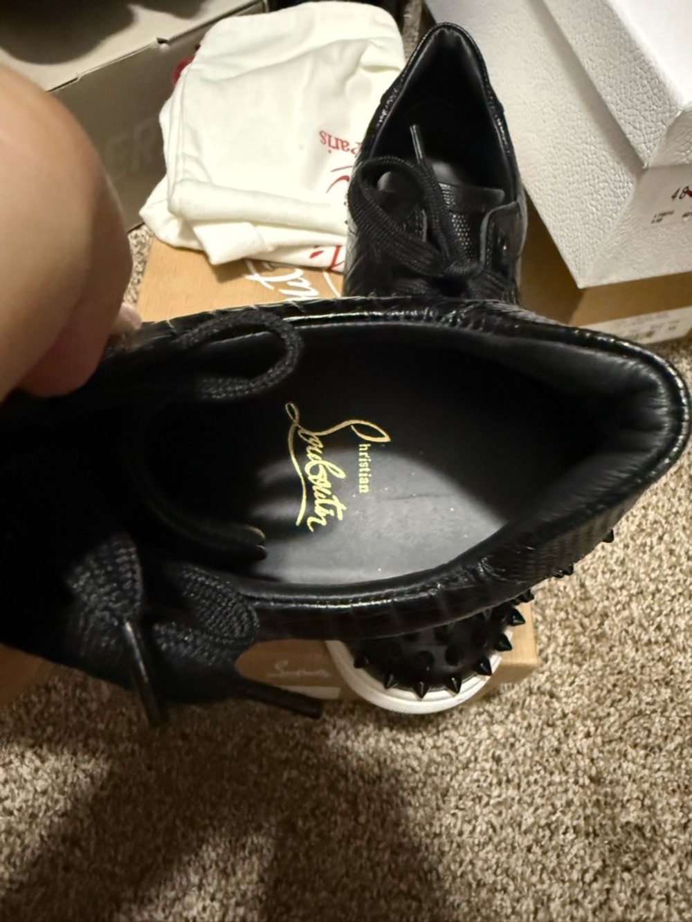 Christian Louboutin Black Studded Low-Top Sneakers - Picture 3 of 7